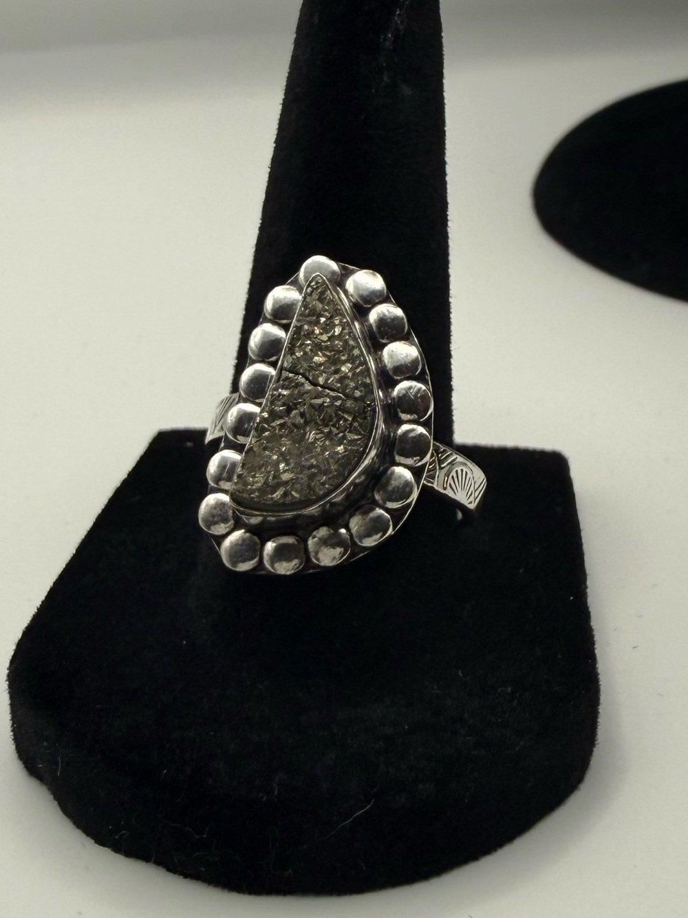 Silver Druzy Statement Ring - Vintage Southwestern Silver